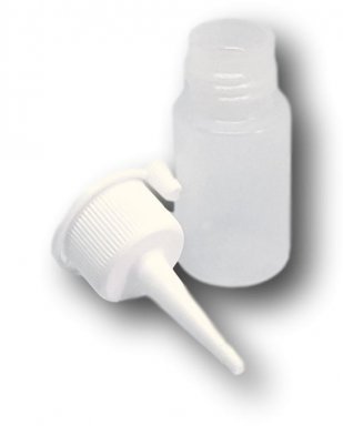 25ml fles plastic + puf dop