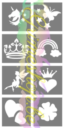 Vel met 8 (glittertattoo) stencils